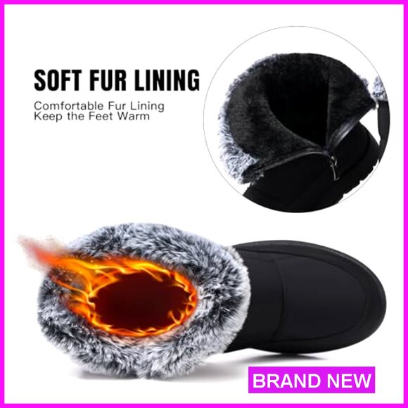 Women's Waterproof Snow Boots Winter Ankle Booties Fur Lined Anti-Slip - Picture 6 of 7
